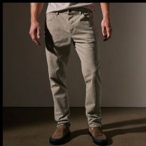 James Perse 5 pocket cotton linen twill slim fit pant in stone light gray tan 33